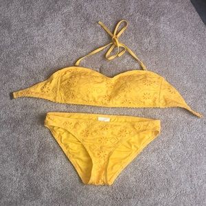 Kate Spade  eyelet mustard yellow bikini